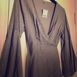 Urban Outfitters Ecote Blue/Cream Wrap Dress